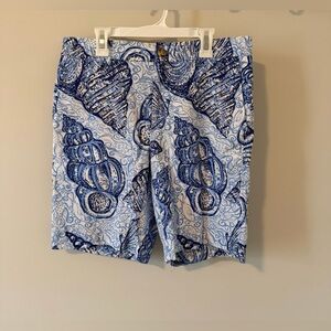 Lilly Pulitzer Men’s Beaumont Shorts Blue White Pop Up Stuffed Shells Print 30